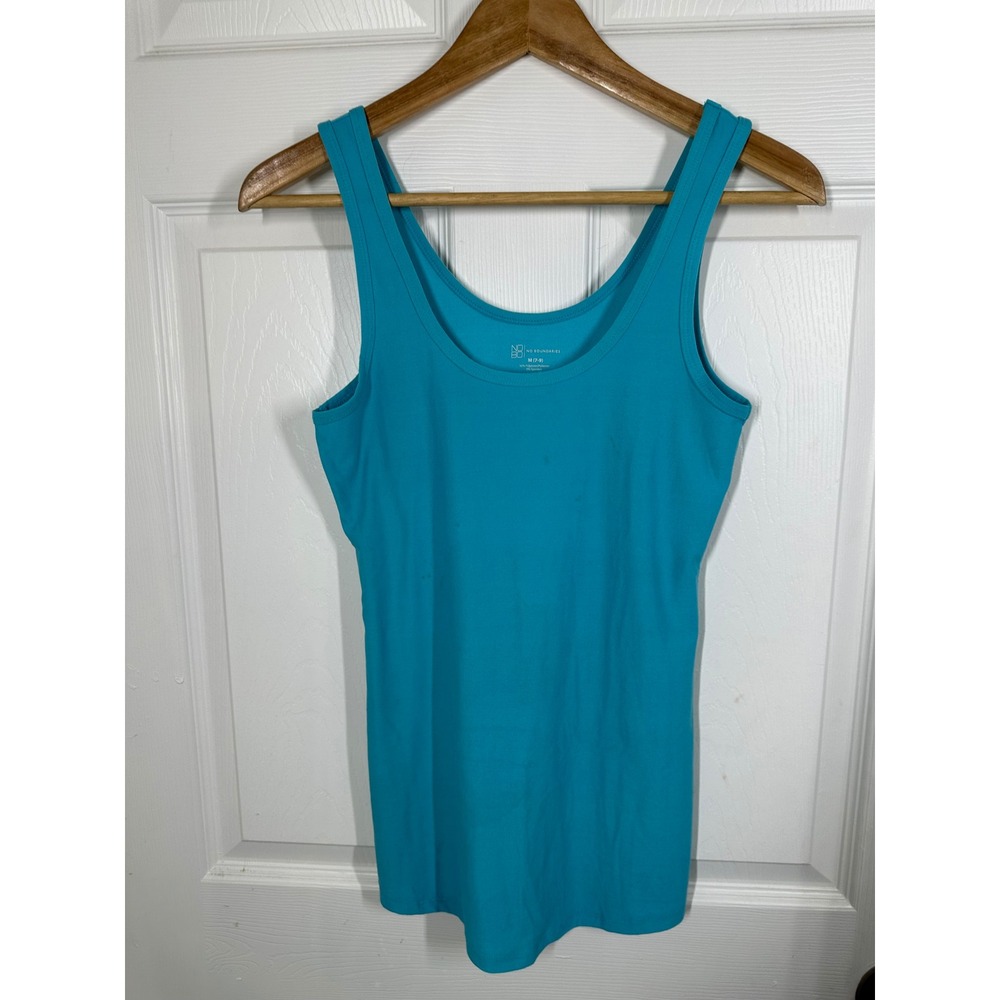 No‎ Boundaries Tank Top Womens Medium  Blue Scoop Neck Stretch Basic
